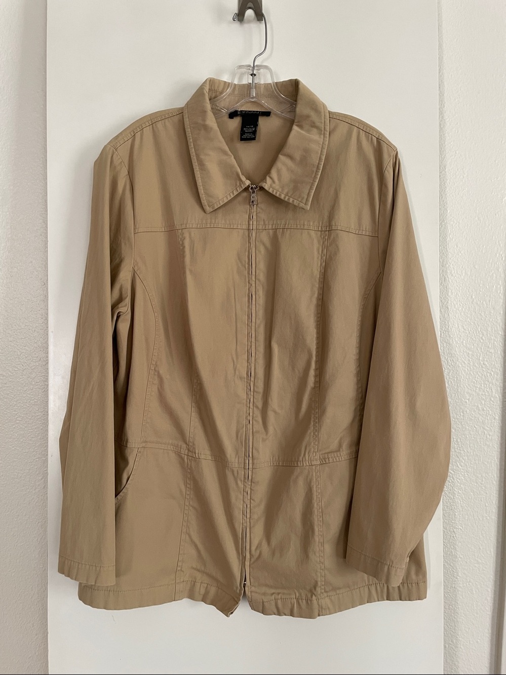 Lane Bryant Cotton Tan Full Zip Lightweight Utility Jacket Unlined nwot